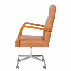 Mørteens Fauteuil de bureau Calder - Cuir synthétique / Noyer massif / Métal - Cognac vintage / Noyer / Argenté -Chaises Boutique 1000288192 220610 035 DETAILS P000000001000288192