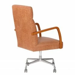 Mørteens Fauteuil de bureau Calder - Cuir synthétique / Noyer massif / Métal - Cognac vintage / Noyer / Argenté -Chaises Boutique 1000288192 220610 040 DETAILS P000000001000288192