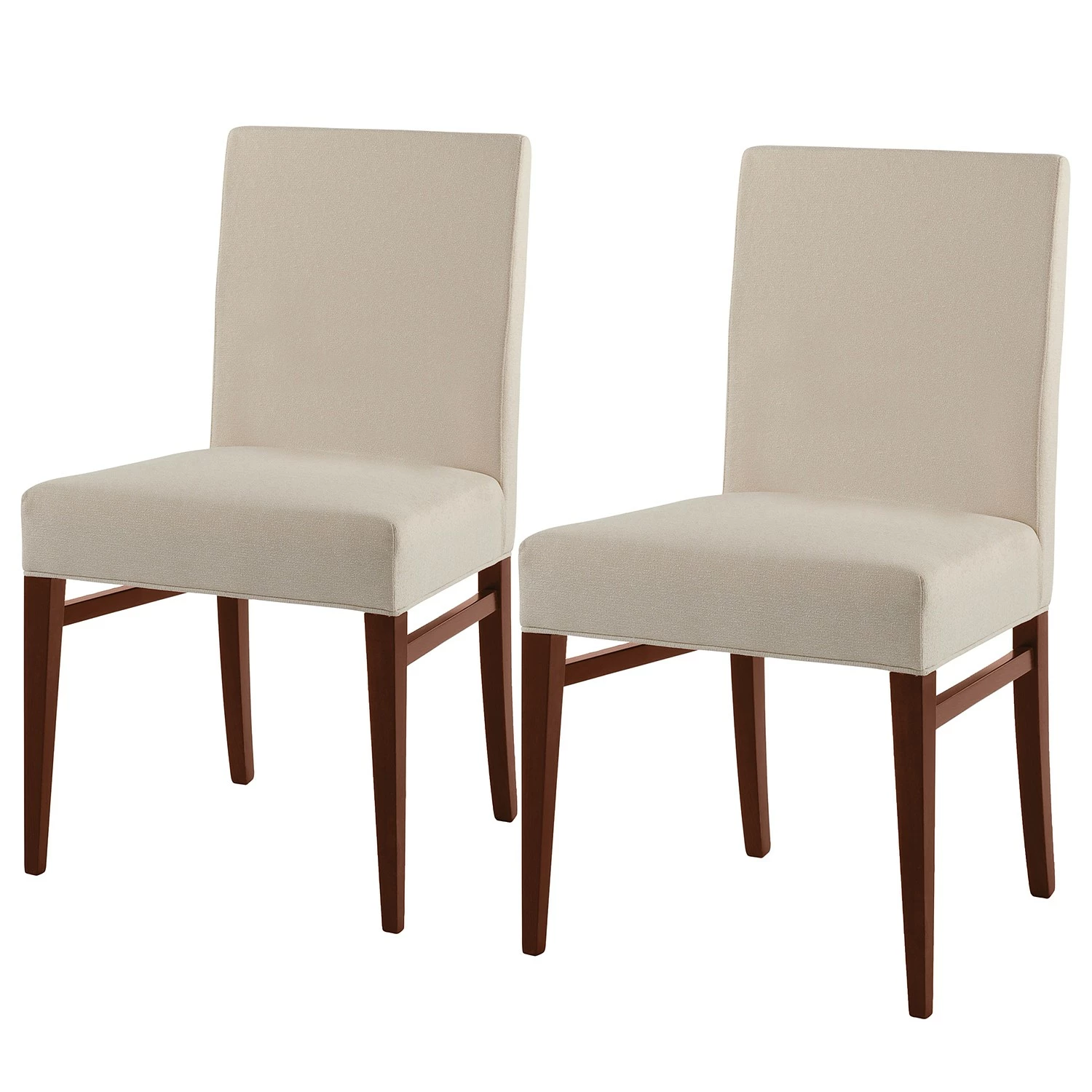 Red Living Chaise capitonnée Camillas II (lot de 2) - Tissu structuré / Hêtre massif- Beige / Imitation noyer 3 Red Living Chaise capitonnée Camillas II (lot de 2) - Tissu structuré / Hêtre massif- Beige / Imitation noyer