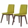 Norrwood Chaises capitonnées Nami (lot de 2) - Vert kiwi - Imitation noyer