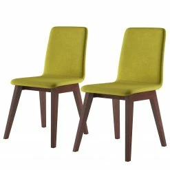 Norrwood Chaises capitonnées Nami (lot de 2) - Vert kiwi - Imitation noyer