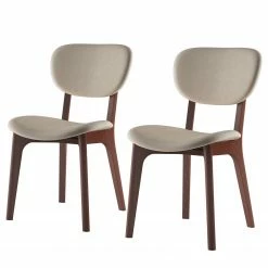 Norrwood Chaises capitonnées Nadir (lot de 2) - Crème - Imitation noyer