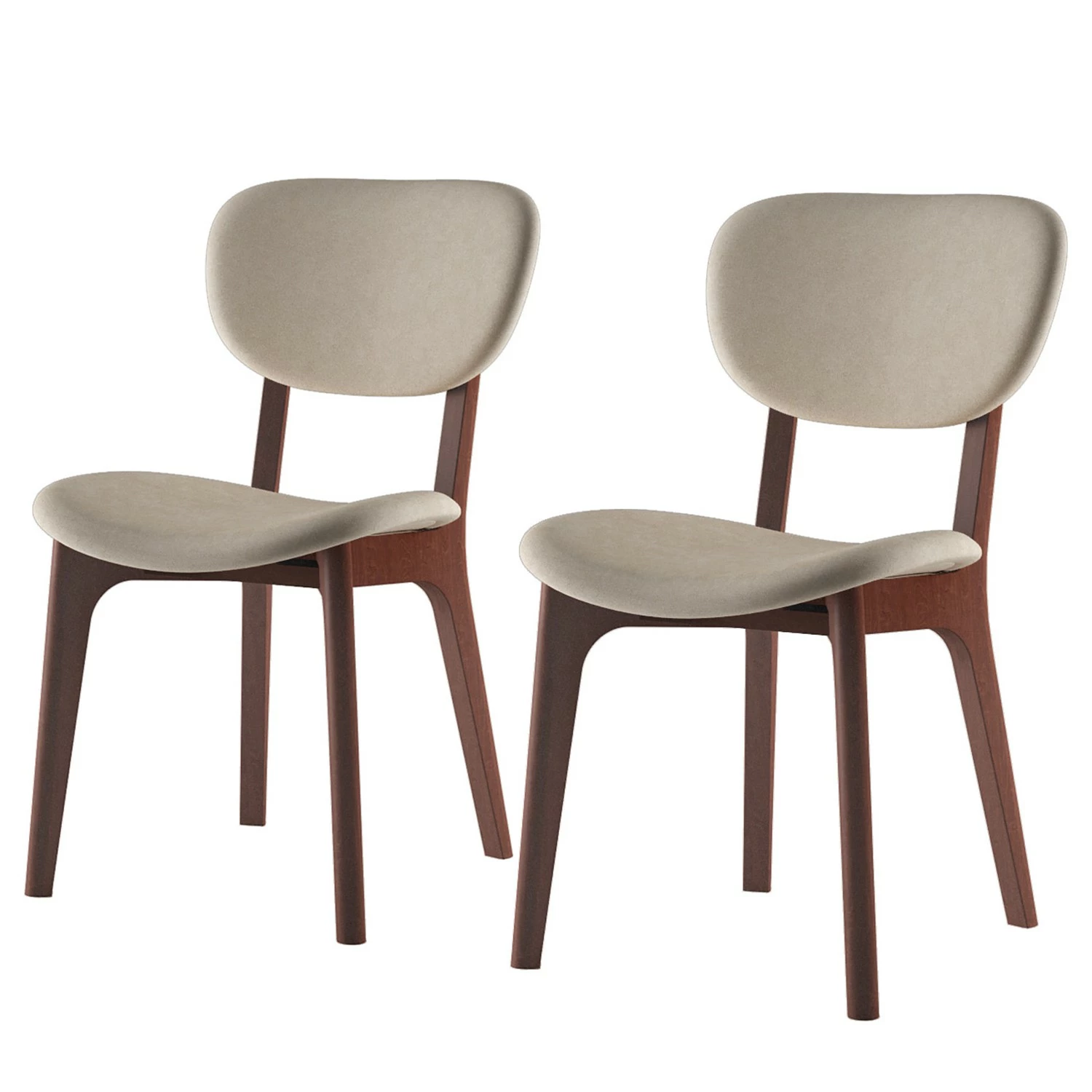 Norrwood Chaises capitonnées Nadir (lot de 2) - Crème - Imitation noyer 3 Norrwood Chaises capitonnées Nadir (lot de 2) - Crème - Imitation noyer