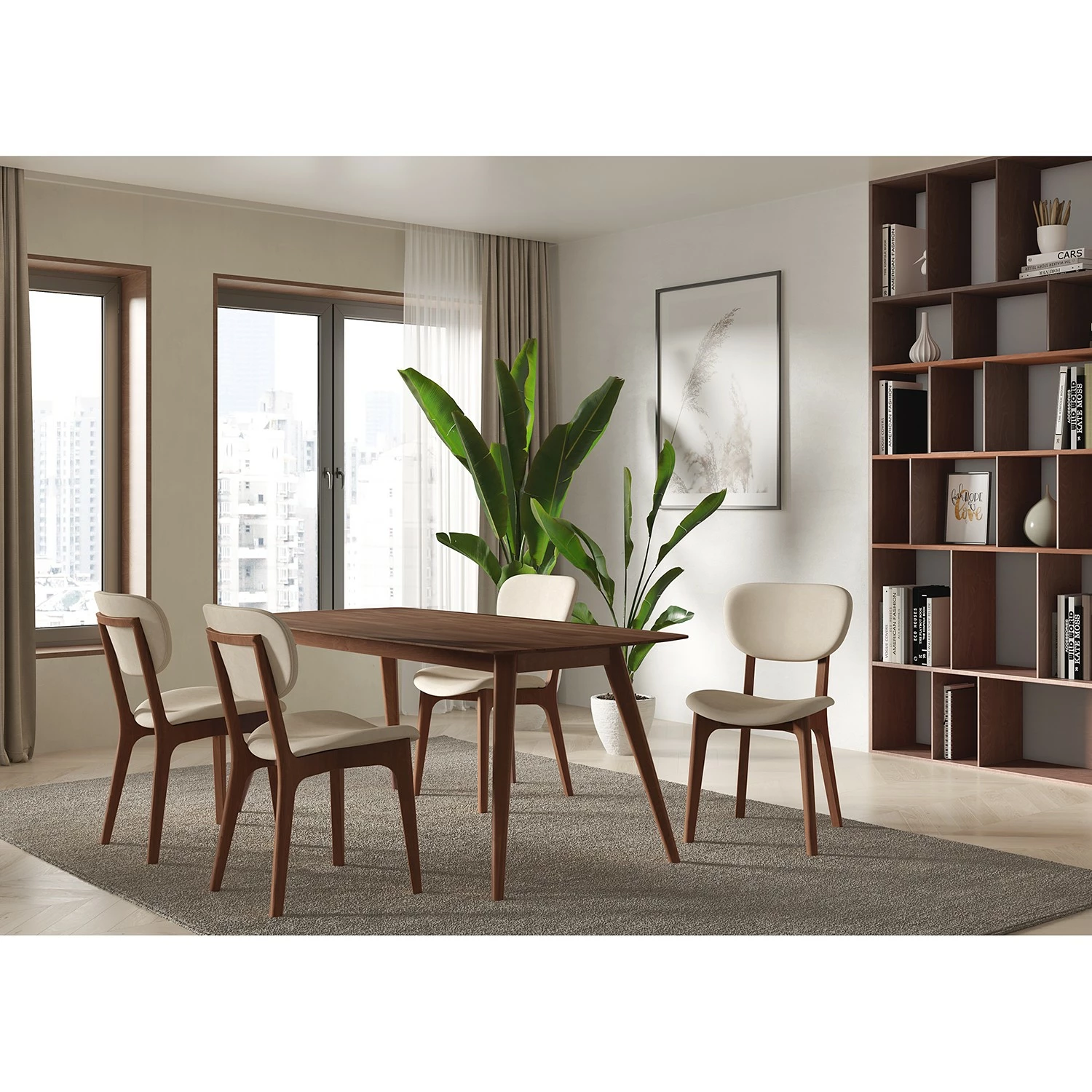 Norrwood Chaises capitonnées Nadir (lot de 2) - Crème - Imitation noyer 4 Norrwood Chaises capitonnées Nadir (lot de 2) - Crème - Imitation noyer – Image 2