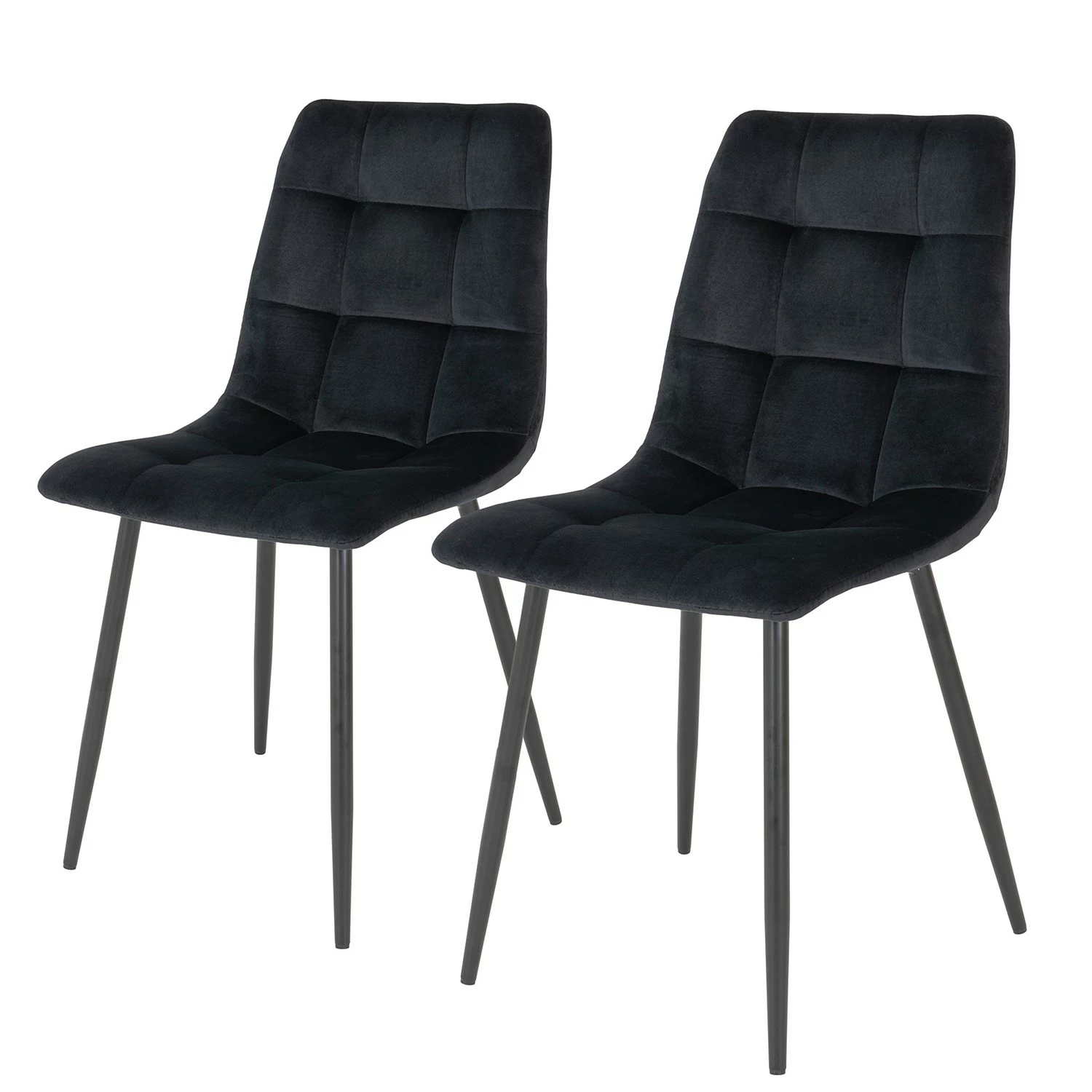 Loftscape Chaises capitonnées Ormoy II (lot de 2) - Velours / Acier - Noir 3 Loftscape Chaises capitonnées Ormoy II (lot de 2) - Velours / Acier - Noir