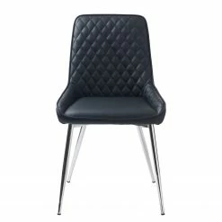 Red Living Chaises capitonnées Dela III (lot de 2) - Imitation cuir / Fer - Noir / Chrome -Chaises Boutique 1000303597 211117 16473800067 DETAILS P000000001000303597