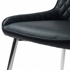 Red Living Chaises capitonnées Dela III (lot de 2) - Imitation cuir / Fer - Noir / Chrome -Chaises Boutique 1000303597 211117 16473800071 DETAILS P000000001000303597