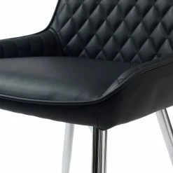 Red Living Chaises capitonnées Dela III (lot de 2) - Imitation cuir / Fer - Noir / Chrome -Chaises Boutique 1000303597 211117 16473800073 DETAILS P000000001000303597