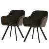 Red Living Chaises à accoudoirs Livia (lot de 2) - Velours / Acier - Marron gris / Noir -Chaises Boutique 1000303853 211105 13105200044 IMAGE P000000001000303853