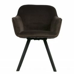 Red Living Chaises à accoudoirs Livia (lot de 2) - Velours / Acier - Marron gris / Noir -Chaises Boutique 1000303853 211105 13105200066 DETAILS P000000001000303853