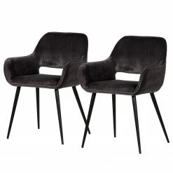 Red Living Chaises à accoudoirs Avril (lot de 2) - Gris marron