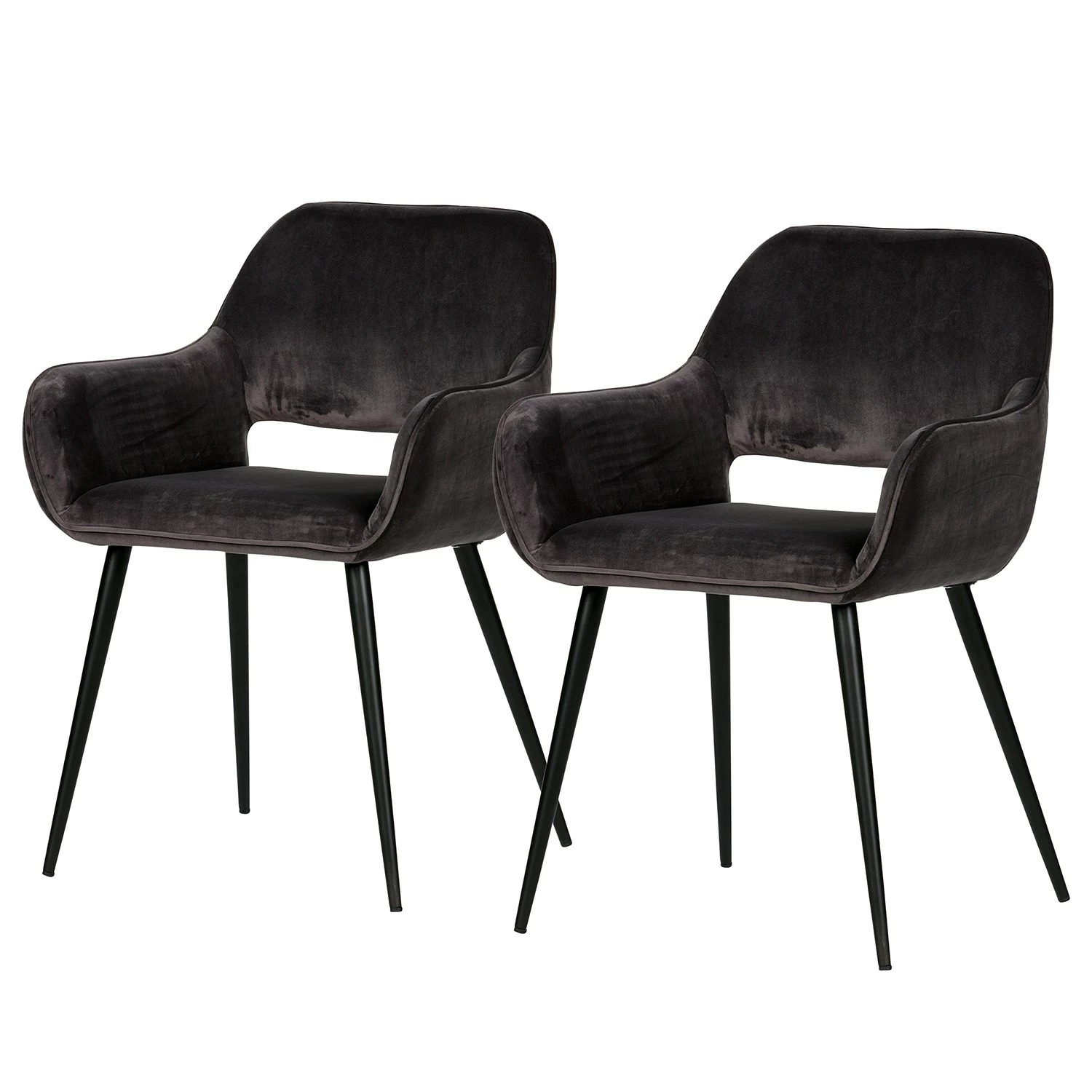 Red Living Chaises à accoudoirs Avril (lot de 2) - Gris marron 3 Red Living Chaises à accoudoirs Avril (lot de 2) - Gris marron