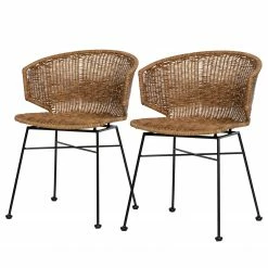 Red Living Chaises Malvan (lot de 2) - Polyrotin / Acier - Polyrotin / Noir