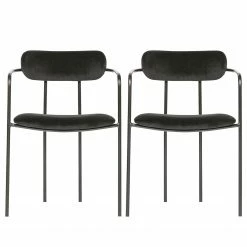 Red Living Chaises à accoudoirs Lineas (lot de 2) - Velours / Acier - Noir