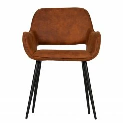 Red Living Chaises à accoudoirs Avril II (lot de 2) - Microfibre / Acier - Marron vintage / Noir -Chaises Boutique 1000303883 211105 13105900235 DETAILS P000000001000303883