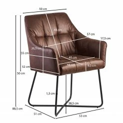 Loftscape Chaise à accoudoirs Giorgino II - Marron foncé vintage -Chaises Boutique 1000303957 211103 12152800929 SKETCH DETAILS P000000001000303957 sketch