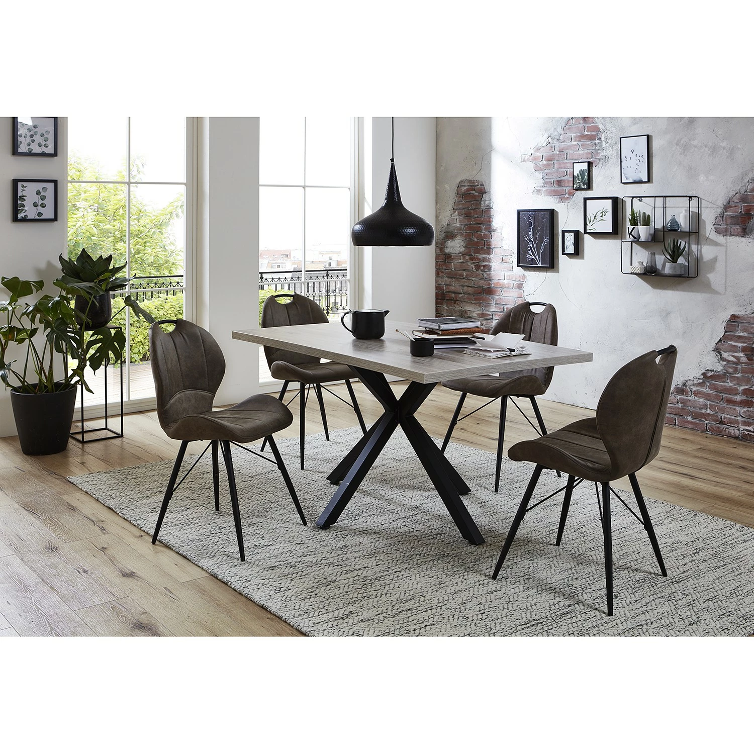 Loftscape Chaise capitonnée Glin - Marron clair - Lot de 2 4 Loftscape Chaise capitonnée Glin - Marron clair - Lot de 2 – Image 2