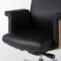 Fredriks Chaise de bureau Weld - Cuir véritable / Plaqué noyer / Métal - Noir / noyer / Aluminium -Chaises Boutique 1000310647 220826 036 DETAILS P000000001000310647