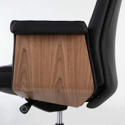 Fredriks Chaise de bureau Weld - Cuir véritable / Plaqué noyer / Métal - Noir / noyer / Aluminium -Chaises Boutique 1000310647 220826 039 DETAILS P000000001000310647