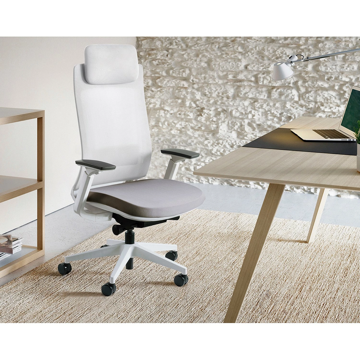 Fredriks Chaise de bureau Rosie - Gris clair / Blanc 4 Fredriks Chaise de bureau Rosie - Gris clair / Blanc – Image 2
