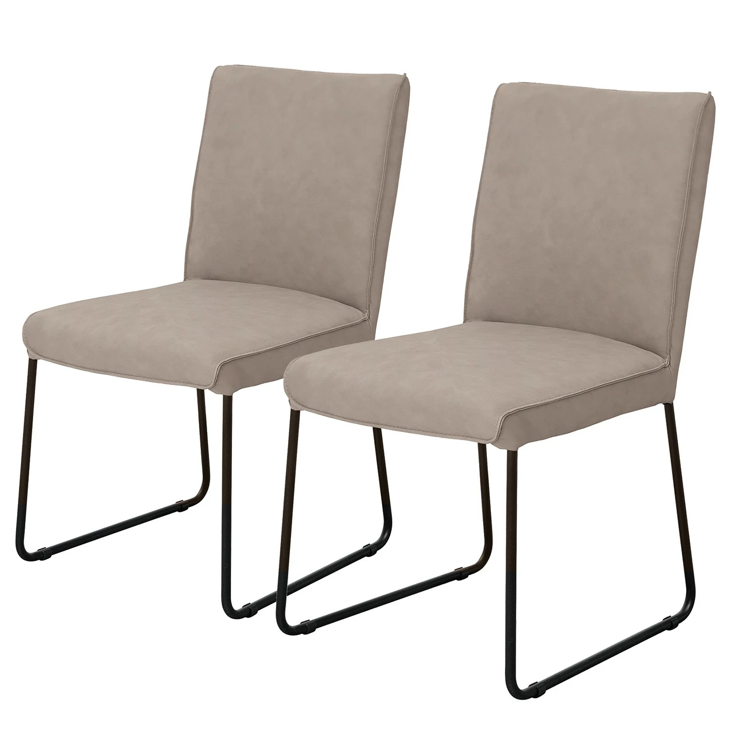 Now! by hülsta Chaises Hülsta now S23 II (lot de 2) - Imitation cuir / Acier - Taupe / Noir 3 Now! by hülsta Chaises Hülsta now S23 II (lot de 2) - Imitation cuir / Acier - Taupe / Noir