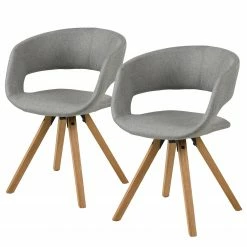 Mørteens Chaise à accoudoirs Buggio - Tissu / Hévéa massif - Tissu Cors: Granite - Lot de 2