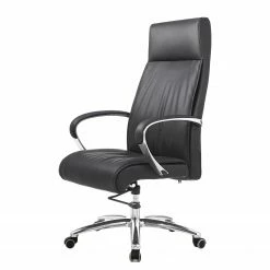 Fredriks Chaise de bureau Lazaro - Cuir véritable / Aluminium - noir / chrome