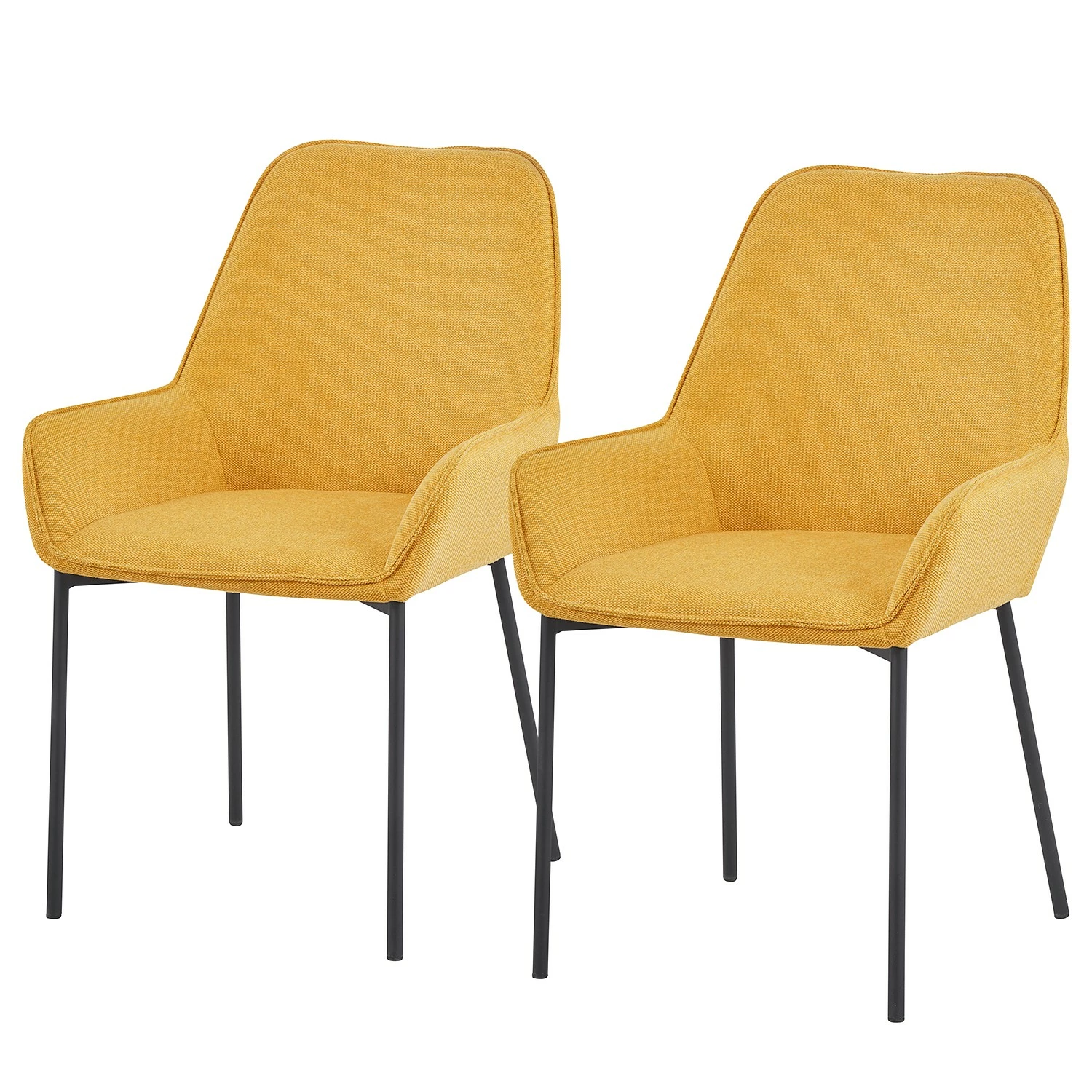 Loftscape Chaises à accoudoirs Modana (lot de 2) - Jaune moutarde 3 Loftscape Chaises à accoudoirs Modana (lot de 2) - Jaune moutarde
