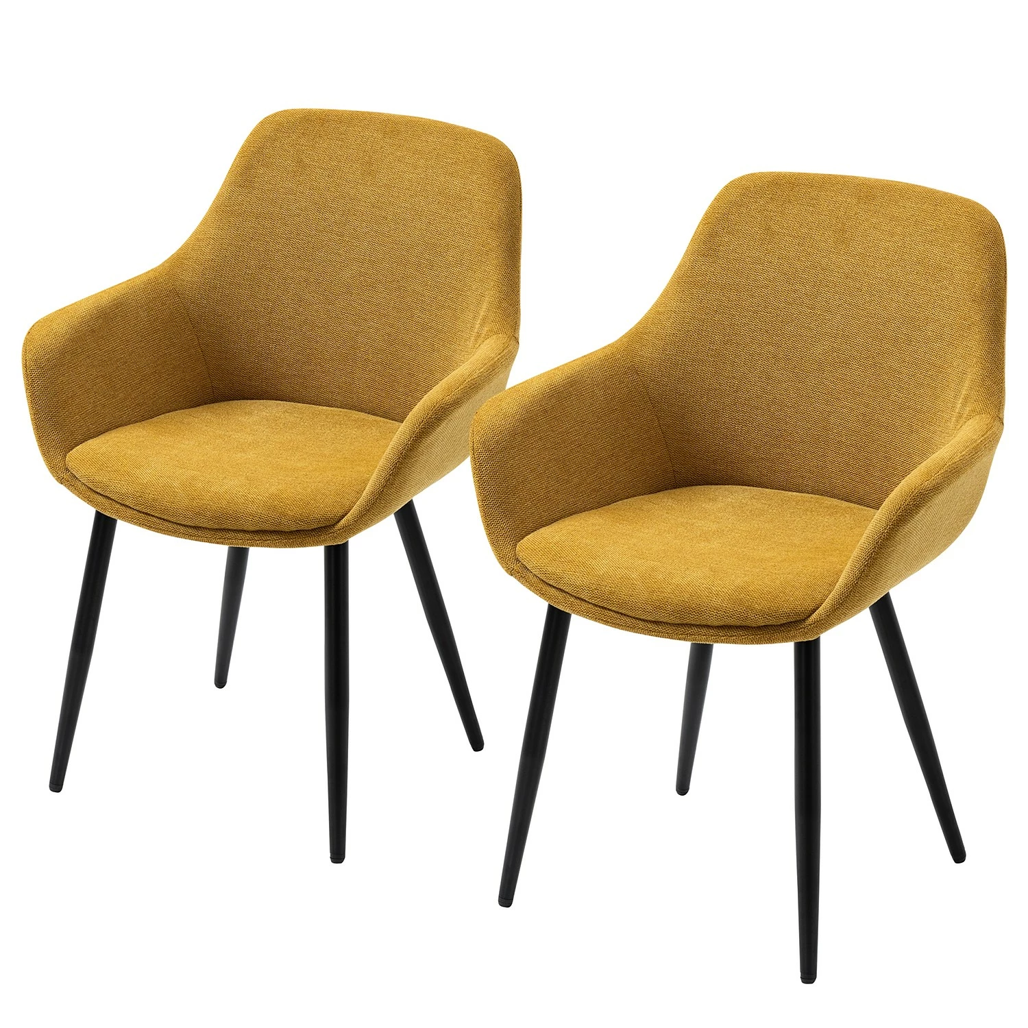 Loftscape Chaises à accoudoirs Mineros (lot de 2) - Jaune moutarde 3 Loftscape Chaises à accoudoirs Mineros (lot de 2) - Jaune moutarde