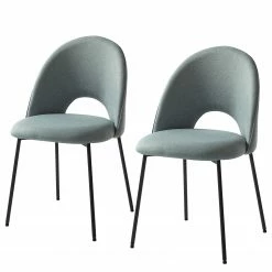 Mørteens Chaise capitonnée Ikley - Tissu / Métal - Noir - Gris menthe - Lot de 2