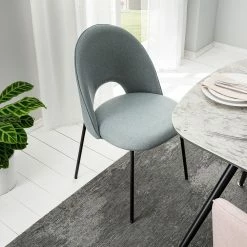 Mørteens Chaise capitonnée Ikley - Tissu / Métal - Noir - Gris menthe - Lot de 2 -Chaises Boutique 1000312593 211210 092458000114 MOOD DETAILS P000000001000312593 mood