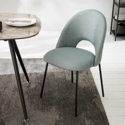 Mørteens Chaise capitonnée Ikley - Tissu / Métal - Noir - Gris menthe - Lot de 2 -Chaises Boutique 1000312593 211210 092458000116 MOOD DETAILS P000000001000312593 mood