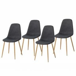 Mørteens Chaise capitonnée Iskmo II - Anthracite - Lot de 4