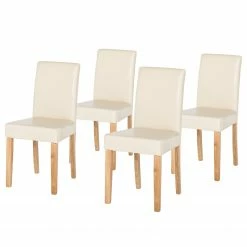 Ars Natura Chaise capitonnée Nella I - Beige - Lot de 4