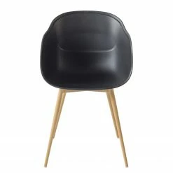 Mørteens Chaise à accoudoirs Odon - Matière plastique / Métal - Imitation chêne - Noir - Lot de 2 -Chaises Boutique 1000312639 211202 13441500047 DETAILS P000000001000312639
