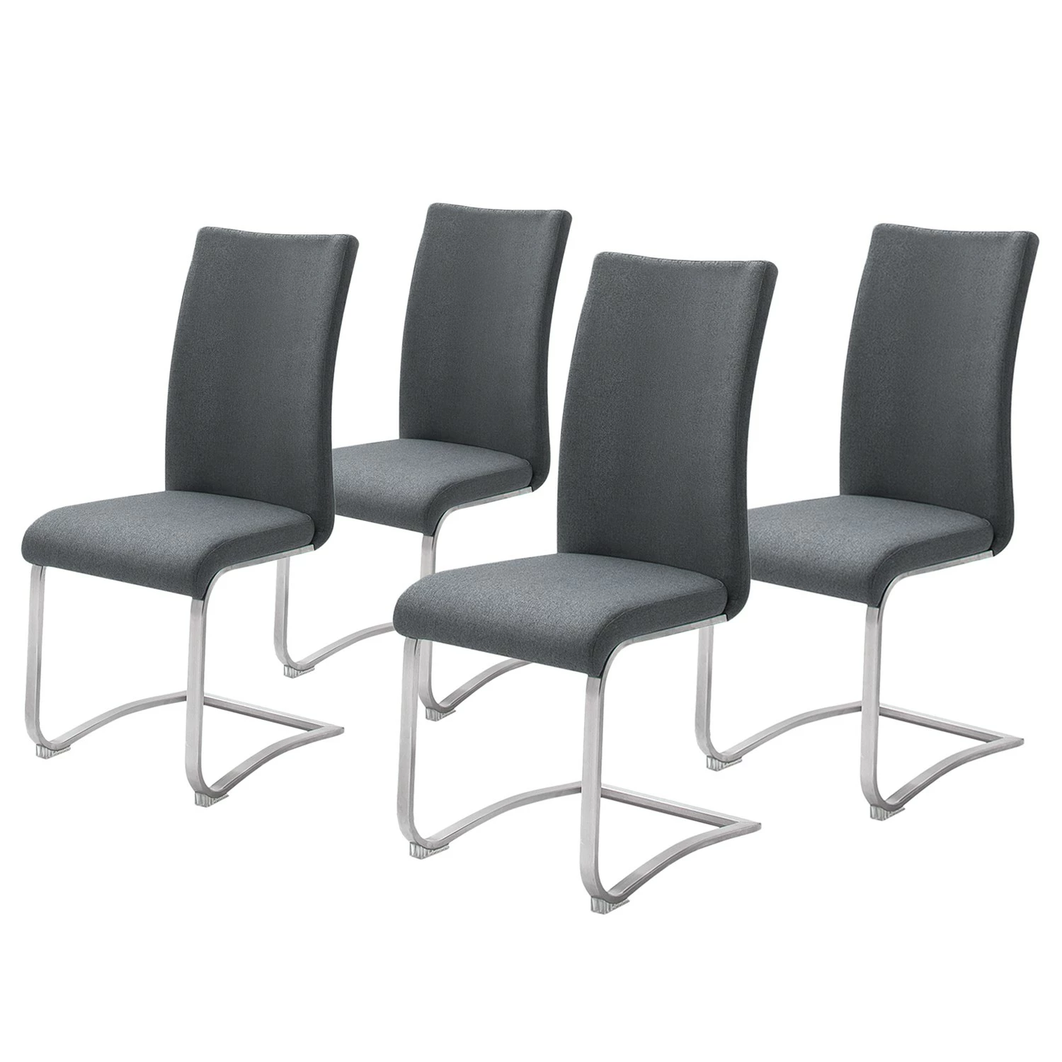 Fredriks Chaises cantilever Marco II - Tissage à plat / Acier inoxydable - Anthracite - Lot de 4 3 Fredriks Chaises cantilever Marco II - Tissage à plat / Acier inoxydable - Anthracite - Lot de 4