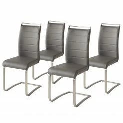 Fredriks Chaise cantilever Lezuza - Cuir synthétique Leja: Gris - Lot de 4