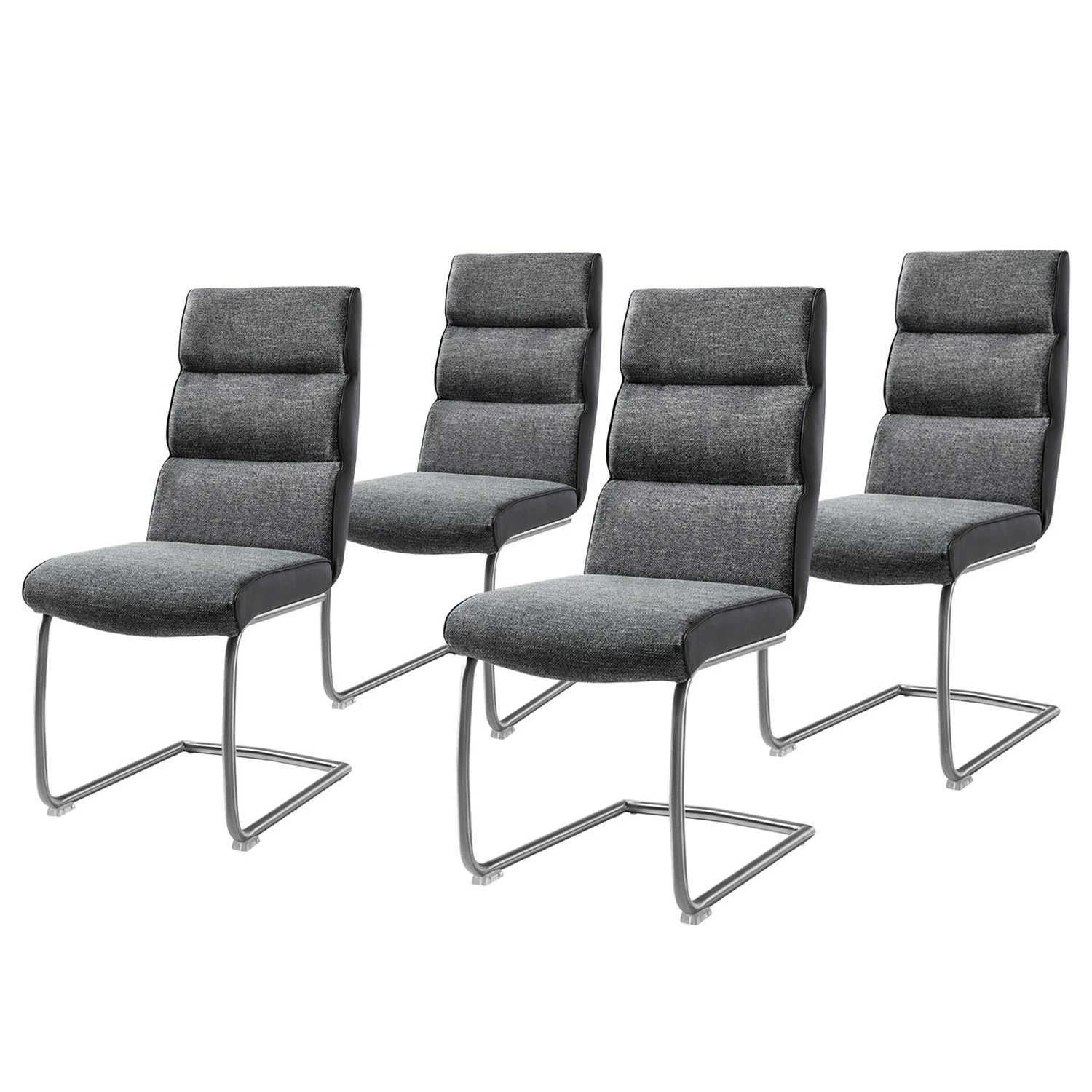 Fredriks Chaise cantilever Abenra - Tissu structuré / Acier - Acier inoxydable - Gris - Lot de 4 3 Fredriks Chaise cantilever Abenra - Tissu structuré / Acier - Acier inoxydable - Gris - Lot de 4