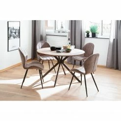 Loftscape Chaises Liena - Microfibre / Métal - Noir - Sable vintage - Lot de 4 -Chaises Boutique 1000313389 211209 14223000048 MOOD DETAILS P000000001000313389 mood