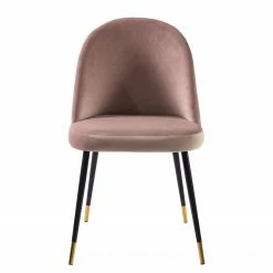Jack & Alice Chaise capitonnée Farum - Velours / Acier - Noir - Velours Zala: Rose vieilli - Lot de 2 -Chaises Boutique 1000313393 211208 12180300045 DETAILS P000000001000313393