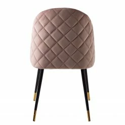 Jack & Alice Chaise capitonnée Farum - Velours / Acier - Noir - Velours Zala: Rose vieilli - Lot de 2 -Chaises Boutique 1000313393 211208 12180300049 DETAILS P000000001000313393
