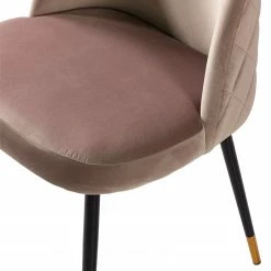 Jack & Alice Chaise capitonnée Farum - Velours / Acier - Noir - Velours Zala: Rose vieilli - Lot de 2 -Chaises Boutique 1000313393 211208 12180300051 DETAILS P000000001000313393
