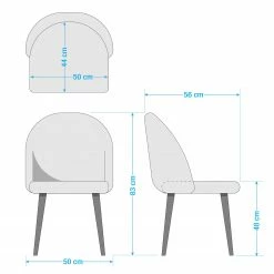 Jack & Alice Chaise capitonnée Farum - Velours / Acier - Noir - Velours Zala: Rose vieilli - Lot de 2 -Chaises Boutique 1000313393 211208 121803000526 SKETCH DETAILS P000000001000313393 sketch