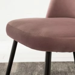 Jack & Alice Chaise capitonnée Farum - Velours / Acier - Noir - Velours Zala: Rose vieilli - Lot de 2 -Chaises Boutique 1000313393 211208 12180300055 DETAILS P000000001000313393