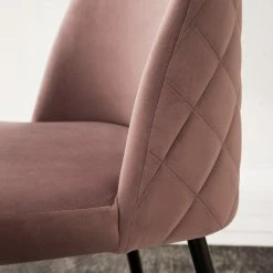 Jack & Alice Chaise capitonnée Farum - Velours / Acier - Noir - Velours Zala: Rose vieilli - Lot de 2 -Chaises Boutique 1000313393 211208 12180300061 DETAILS P000000001000313393