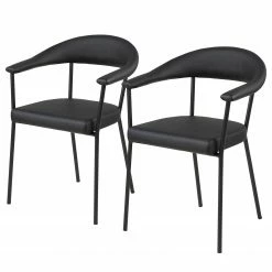 Loftscape Chaises Ă accoudoirs Otava (lot de 2) - Imitation cuir / Fer - Noir