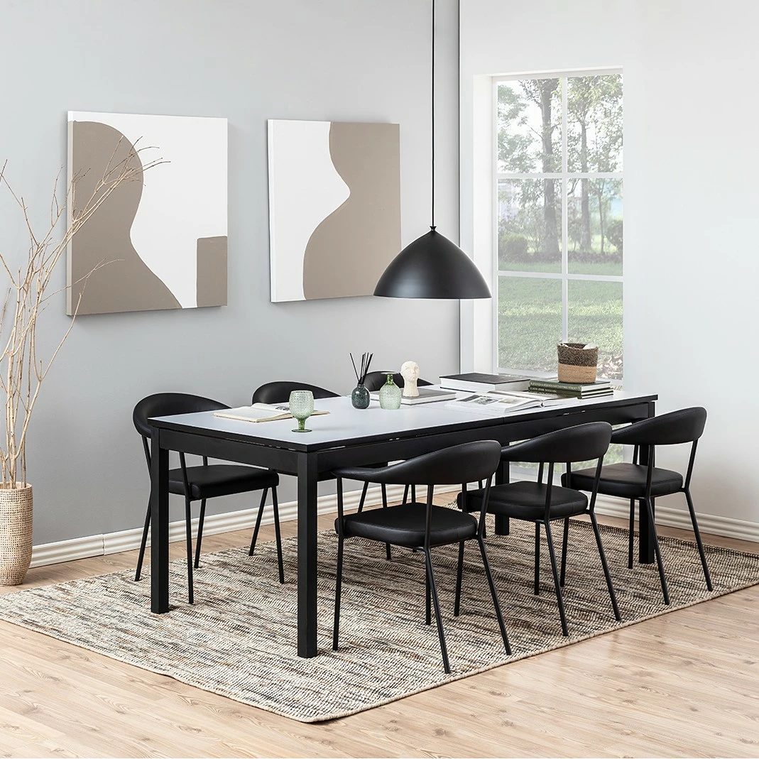 Loftscape Chaises à accoudoirs Otava (lot de 2) - Imitation cuir / Fer - Noir 5 Loftscape Chaises à accoudoirs Otava (lot de 2) - Imitation cuir / Fer - Noir – Image 3