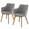 Loftscape Chaises à accoudoirs Kampen II (2) - Tissu / Chêne massif - Gris clair / Chêne -Chaises Boutique 1000319569 220128 12565800010 IMAGE P000000001000319569