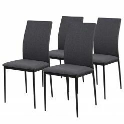 Loftscape Chaises capitonnées Domenica II (4) - Tissu / Fer - Gris / Noir