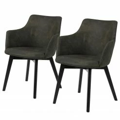 Loftscape Chaises à accoudoirs Kampen I (lot de 2) - Vert olive foncé
